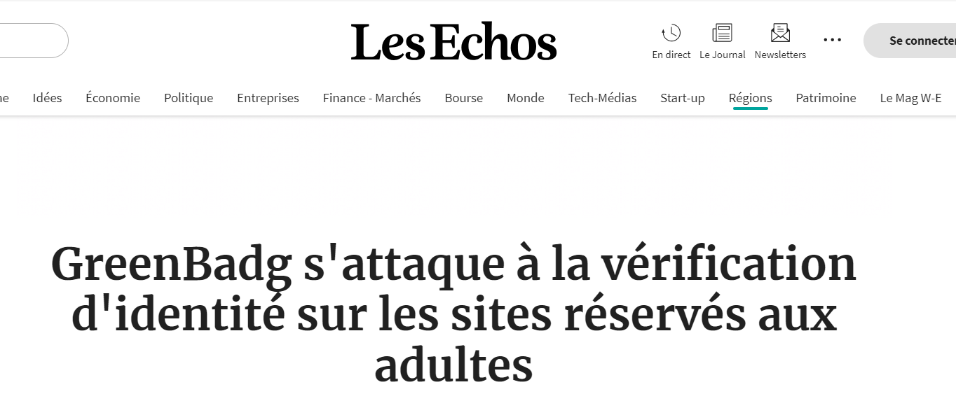 You are currently viewing Les Echos : GreenBadg s’attaque à la vérification d’identité sur les sites réservés aux adultes